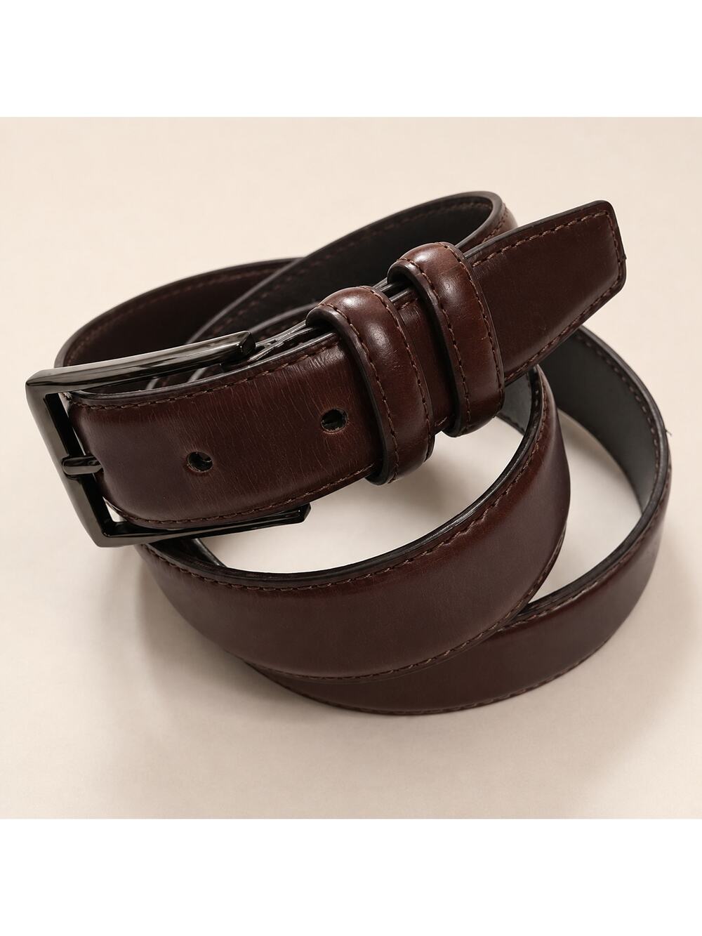 Gallery Seven Brown Men's Leather Belt size 36" Gunmetal Buckle